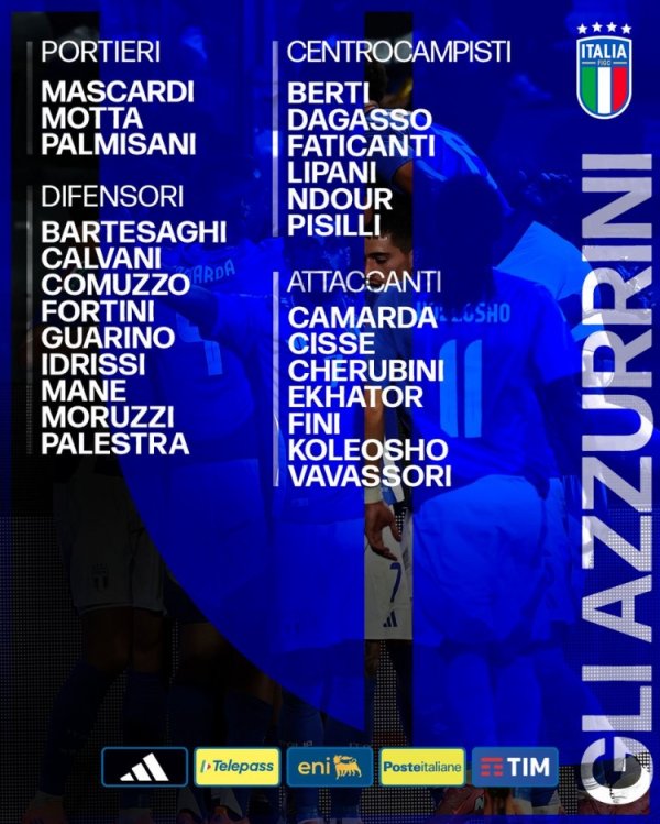 意大利U21名单：巴特萨基、皮西利、卡马达、科莱奥肖在列